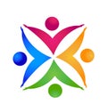 Teamwork colorful people working together .Success,social ,community and cooperation symbol vector icon