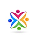 Teamwork colorful people working together .Success,social ,community and cooperation symbol vector icon