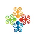 Teamwork colorful swirly people icon