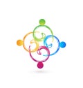 Teamwork colorful swirly people icon vector