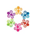 Teamwork colorful swirly people logo