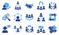Teamwork Community Business People Partnership Glyph Pictogram Collection. Human Resource Management Collaboration Royalty Free Stock Photo