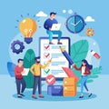 Teamwork completing tasks, checklists, and projects efficiently in a modern office Royalty Free Stock Photo