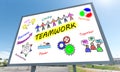 Teamwork concept on a billboard Royalty Free Stock Photo