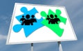 Teamwork concept on a billboard Royalty Free Stock Photo