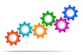 Teamwork, concept business success, colored set gear icon illustration Royalty Free Stock Photo