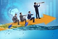 The teamwork concept with businessmen on boat Royalty Free Stock Photo