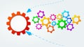 Teamwork concept with colorful gears or cogwheel icons. Business strategy, leadership. Idea of partnership and collaboration. Royalty Free Stock Photo