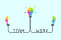 Teamwork concept with colorful lightbulb made of puzzle