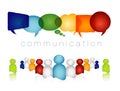 Isolated speech bubble rainbow colors. Network concept. Crowd speaks. Communication text. Group of people talking. Social network