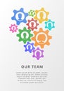 Teamwork concept with gears and people icon avatars. Flat vector illustration for business meeting, project managemt Royalty Free Stock Photo