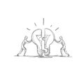 Teamwork Concept Hand Drawn Business People Brainstom Light Bubl New Idea Symbol