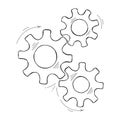 Teamwork concept hand drawn cog and gear sketch Royalty Free Stock Photo
