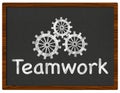 Teamwork Blackboard Chalk Gears Text Royalty Free Stock Photo