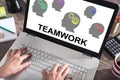 Teamwork concept on a laptop screen Royalty Free Stock Photo