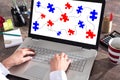 Teamwork concept on a laptop screen Royalty Free Stock Photo