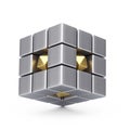 Teamwork Concept. Metal Chrome Abstract Cube. 3d Rendering