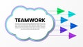 Teamwork concept. 6 paper planes pull a cloud together Royalty Free Stock Photo