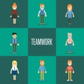 Teamwork concept with people cartoon characters