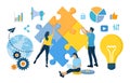 Teamwork concept. People connecting puzzle elements. Business team. Symbol of teamwork, cooperation, partnership, association and Royalty Free Stock Photo