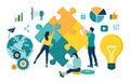 Teamwork concept. People connecting puzzle elements. Business team. Symbol of teamwork, cooperation, partnership, association and Royalty Free Stock Photo