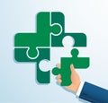 Teamwork concept. People putting the puzzle madical icon together vector illustration EPS10