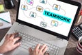 Teamwork concept on a laptop screen Royalty Free Stock Photo