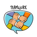 Teamwork concept. Stack of business hands. Cooperation Teamwork, Group, Partnership,Team buidding.