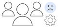 Teamwork Concept with Group of People, Sad Face, and Gear Symbol Collaboration and Problem-Solving Royalty Free Stock Photo