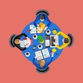 Teamwork concept. Top view workspace background Royalty Free Stock Photo