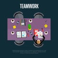 Teamwork concept. Top view workspace background Royalty Free Stock Photo