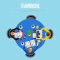 Teamwork concept. Top view workspace background Royalty Free Stock Photo