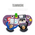 Teamwork concept. Top view workspace background Royalty Free Stock Photo