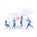 teamwork concepts. big computer and programmer
