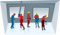 Teamwork of construction workers (vector)