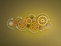Teamwork, cooperation, business workflow system, strategy and management concept. Many pattern of wooden gear and cog wheel Royalty Free Stock Photo