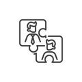 Teamwork, Cooperation line icon