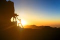 Teamwork couple climbing helping hand Royalty Free Stock Photo