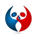 Teamwork couple connected icon logo