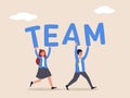 Teamwork or coworker partnership concept. Team working together to win business success, cooperation or collaboration Royalty Free Stock Photo