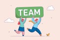 Teamwork or coworker partnership concept. Team working together to win business success, cooperation or collaboration Royalty Free Stock Photo