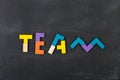 Teamwork creative concept concept jigsaw on the blackboard Royalty Free Stock Photo