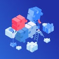 Teamwork, creative process isometric illustration