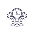 teamwork and deadline line icon on white