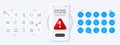 Teamwork, Demand curve and Correct answer line icons. For web app, printing. Phone mockup with 3d danger icon. Vector