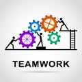 Teamwork design with colorful wheels