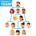 Teamwork Flow Chart Vector. Company Hierarchical Diagram. Communication Graphic Tree. Company Organization Branches Royalty Free Stock Photo