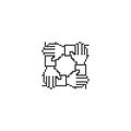 Teamwork four hand, unity business. Pixel art line icon icon illustration