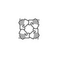 Teamwork four hand, unity business. Vector icon template