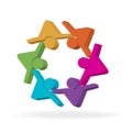 Logo teamwork friendship people 3D vector illustration colorful design